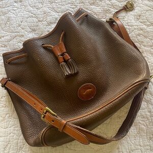 Vintage 90s Dooney & Bourke Rich Brown and Hazelnut Pebbled Leather Shoulder Bag